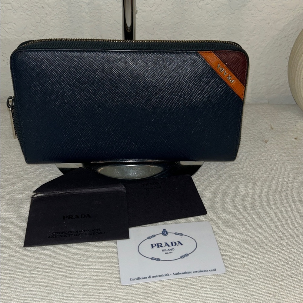 Prada Saffiano  long wallet/planner with a zippy certificate of authenticity